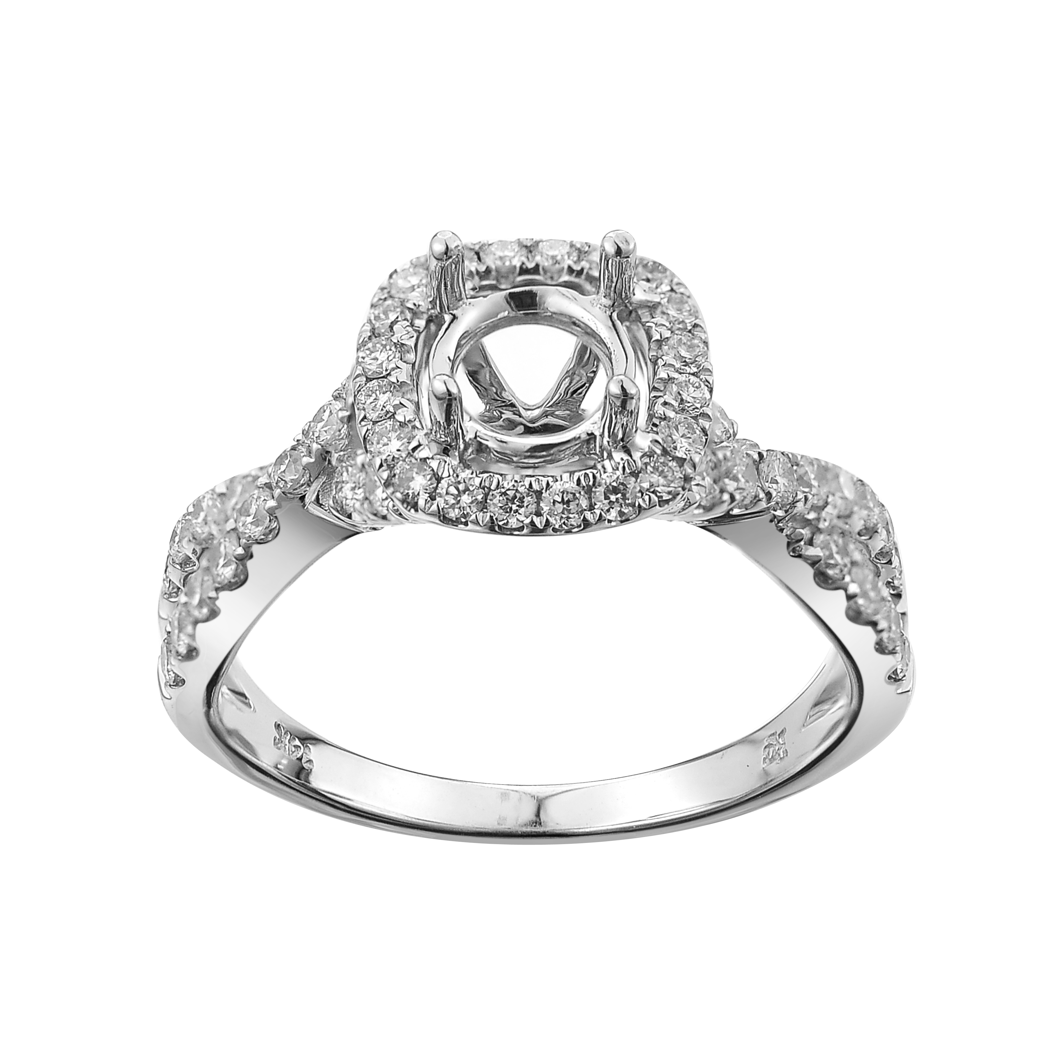 Diamond Engagement Mounting Ring 0.68 ct. 14K White Gold